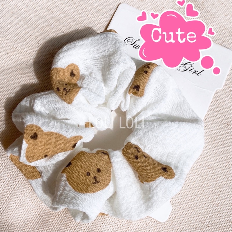 Scrunchies cột tóc, buộc tóc hình gấu dễ thương