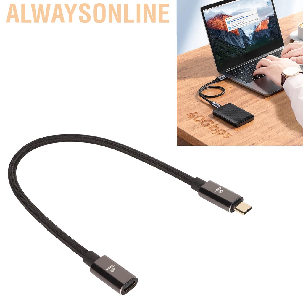 Alwaysonline USB C to Cable Type USB4.0 Data for Thunderbolt 4 PD100W Fast Charging 40Gbps 8K 60Hz Extension