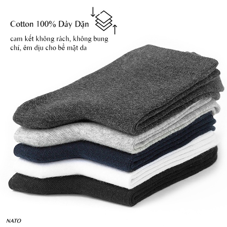 Tất Dài Max Nato Vải Cotton Kháng Khuẩn Chống Mùi Hôi Basic Màu Trắng Đen Xám Xanh Navy Đẹp Cao Cấp Trơn Trên Mắt Cá