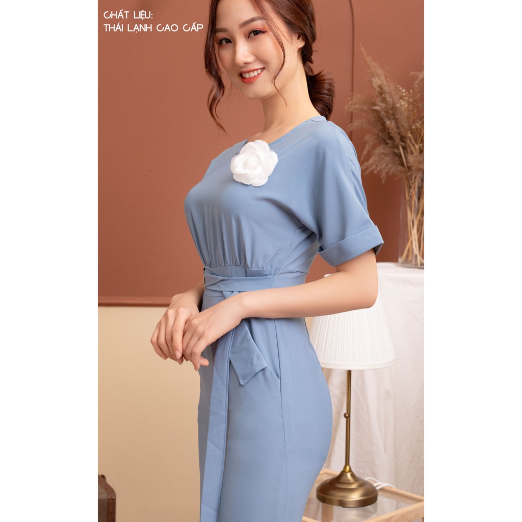 [Mã WAADD giảm 20k đơn 99k] Đầm Công Sở Dáng Ôm Body Đính Hoa - She Loves K743 Màu Xanh | BigBuy360 - bigbuy360.vn
