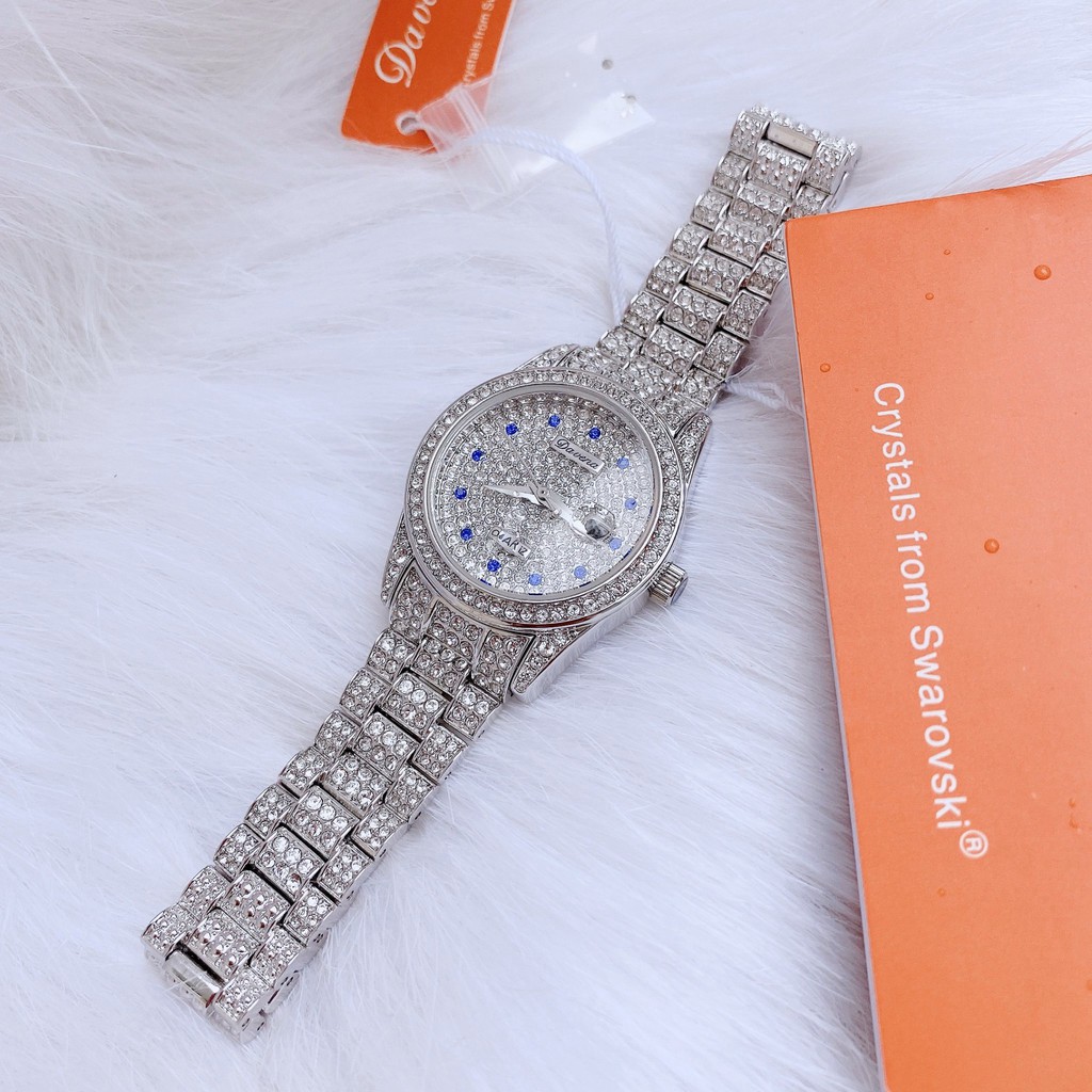Đồng Hồ Nữ Davena Full Đá Silver D61669 31mm Authentic