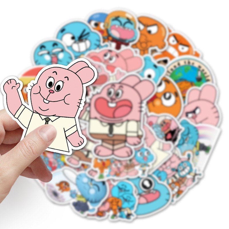 Set 50 miếng dán In194 cao cấp , Sticker dán chống thấm nước - 6-8CM - Amazing World of Gumball
