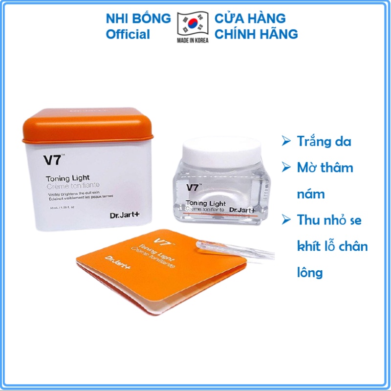 Kem trắng da - Kem V7 trắng da chuyên sâu và mờ thâm nám V7 Toning Light Dr.jart+ 50ml