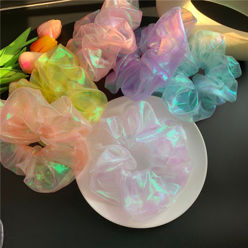 Cô gái Hair Scrunchie Đàn hồi lưới Ponytail Chủ Tóc Tie Shinny Quà tặng siêu lớn (Hair Scrunchies)