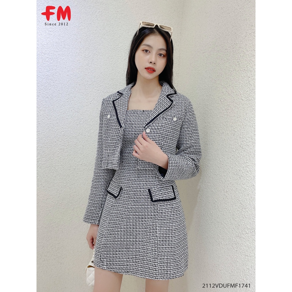 Set Dạ Tweed Tiểu Thư váy 2 dây kèm khoác cổ vest | Chất lượng vải dạ cao cấp phối viền siêu sang FM STYLE 211217438 | BigBuy360 - bigbuy360.vn