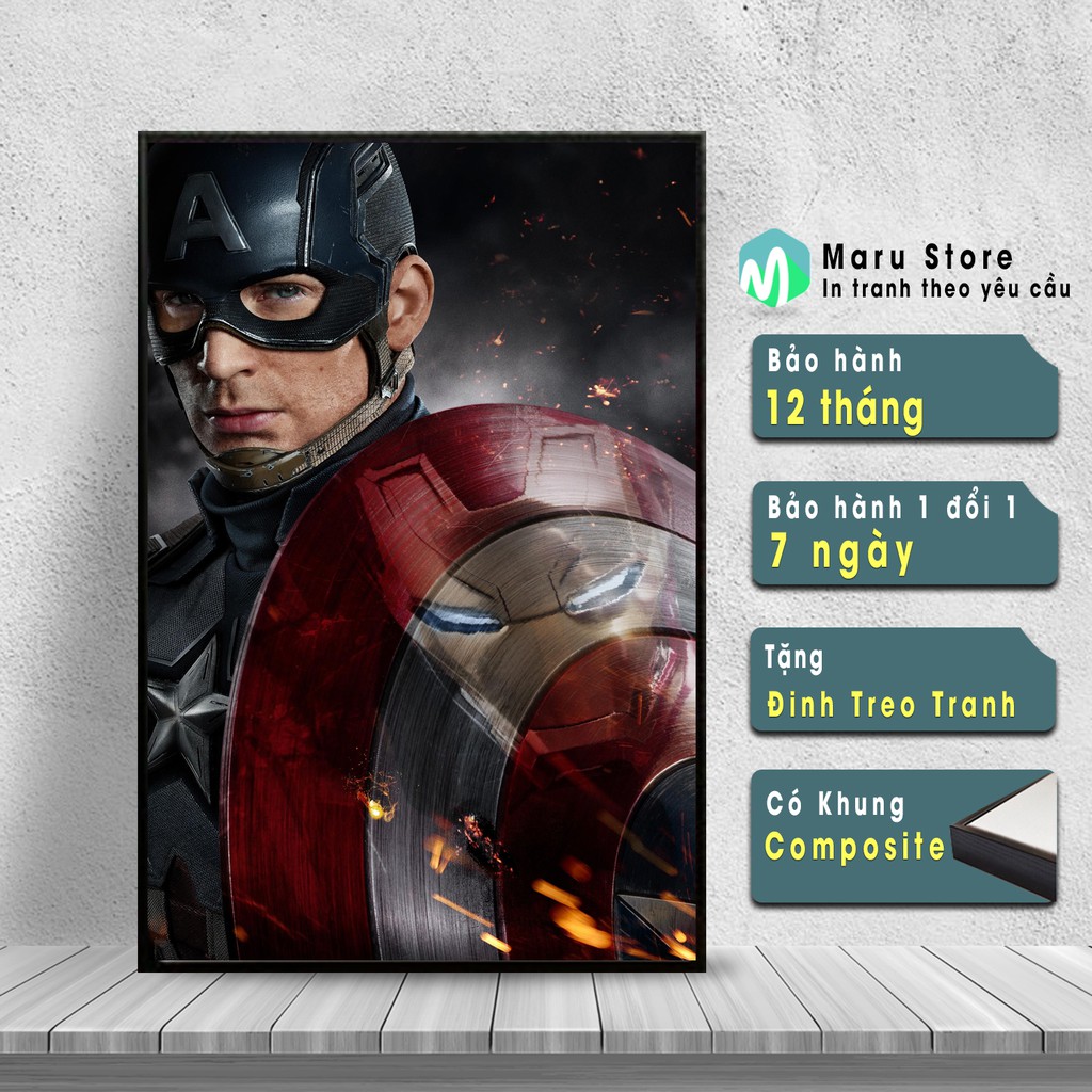 Tranh Treo Tường Marvel Chiến Binh Captain American Siêu Đẹp