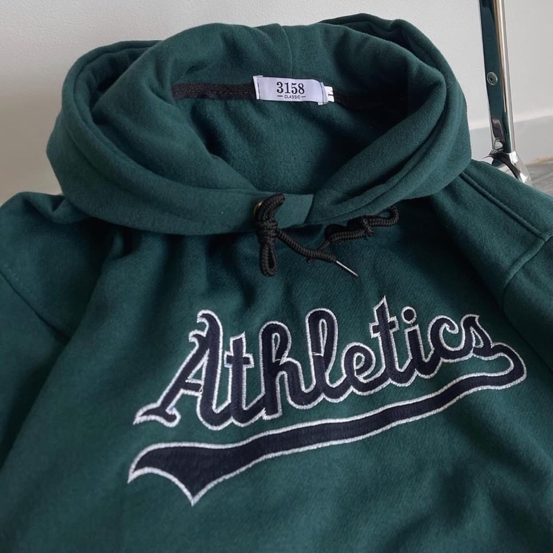 (có sẵn) Áo Hoodie nỉ lót bông form rộng chữ thêu ATHLETICS unisex (nam nữ mặc được)