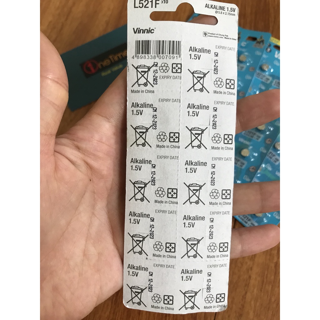 Vỉ pin VINNIC AG0 378 L521F 521 SR63 1.55V, vỉ 10 viên