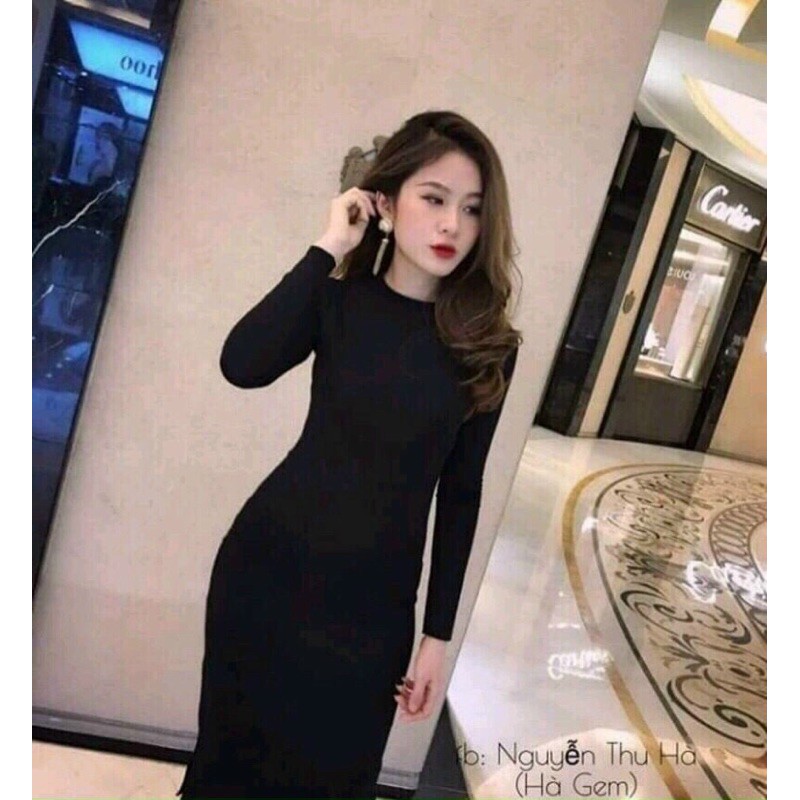 Đầm tay dài thun gân ❤️ FREESHIP❤️