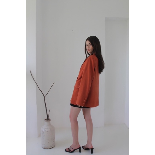 OLALASTUDIO Áo Blazer dáng dài oversize có độn vai ( 3 màu đen, caramel, xanh lá) | BigBuy360 - bigbuy360.vn