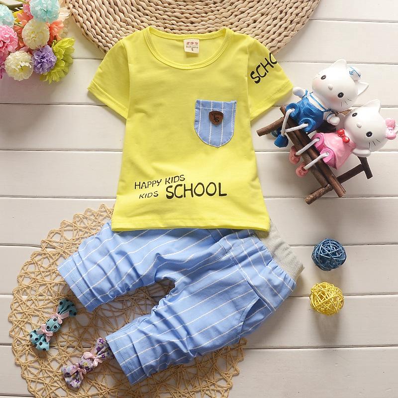 Boys' pants 0-5 years old casual short-sleeved T-shirt + kids 2 pieces of school children's clothing