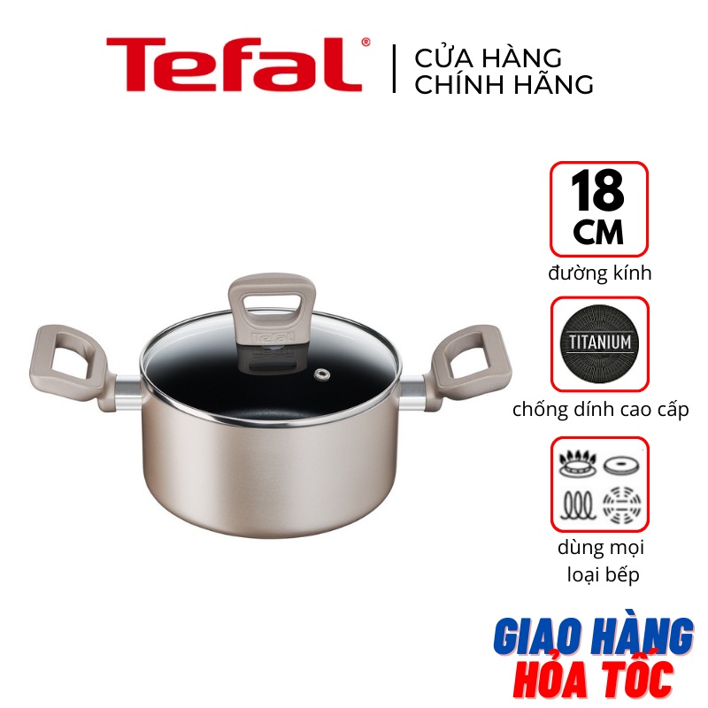Nồi đế từ 18cm chống trầy chống dính kèm nắp Tefal Sensations H9104314 - Hàng chính hãng