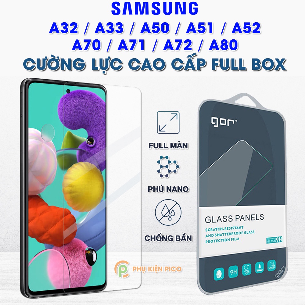 Kính cường lực Samsung Galaxy A51 / A52 / A70 / A71 / A80 full màn hình chính hãng Gor - Dán màn hình Samsung Galaxy A51