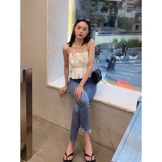 Áo Ống Trắng Xếp Li Ôm Eo