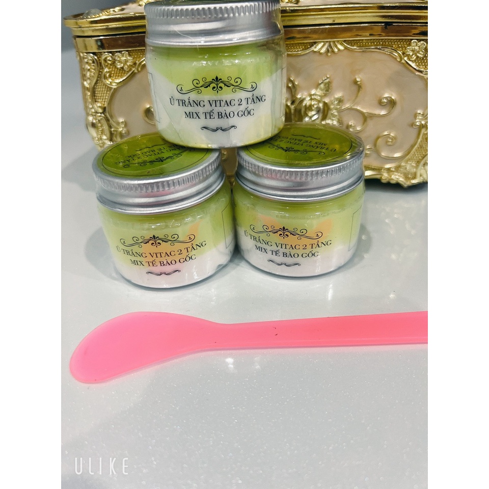 Combo 3 ủ trắng vitac 2 tầng mix tế bào gốc tặng thìa trộn, cọ quét, bát