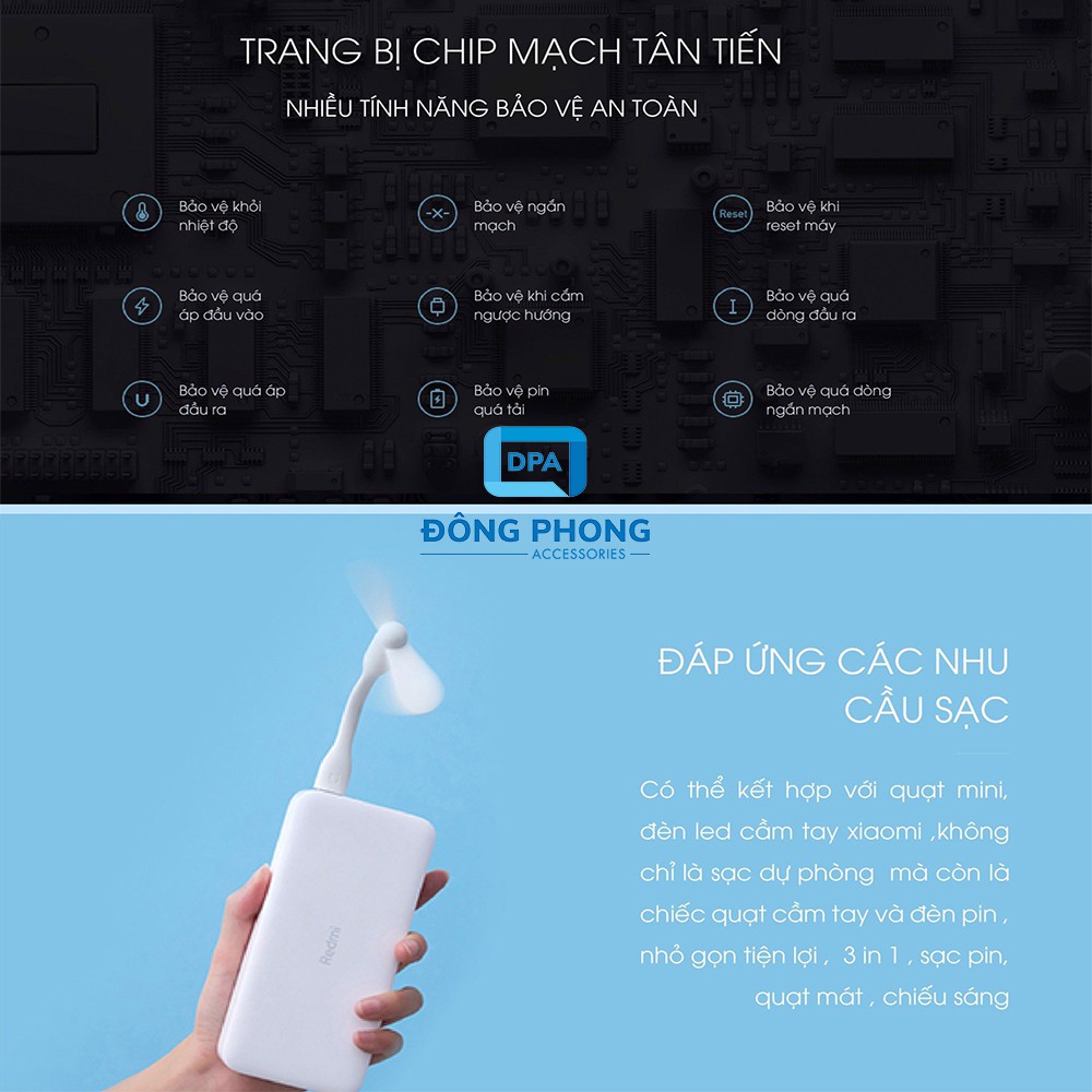 Pin Dự Phòng Xiaomi Redmi Power Bank 10000mAh PB100LZM Chính Hãng