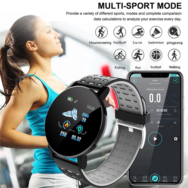 Đồng Hồ Thông Minh IP67 119 plus Chống Thấm Nước IP67 Theo Dõi Nhịp Tim Kết Nối Bluetooth PK 116 plus Y68 D18