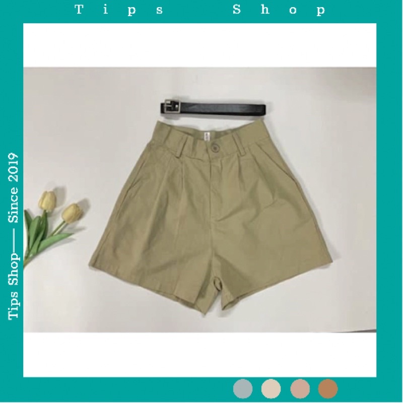 Quần short kaki vintage kèm belt