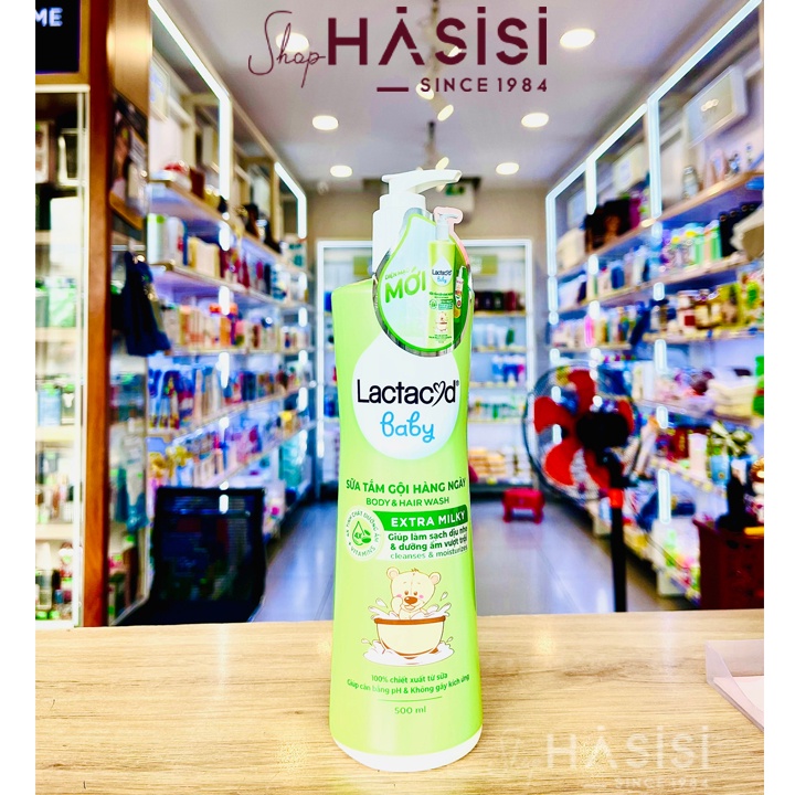 Sữa Tắm Gội Trẻ Em LACTACYD - Baby Body &amp; Hair Wash Extra Milky 500ml