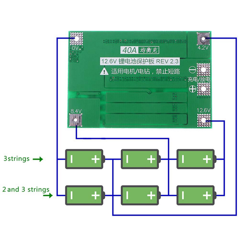 🦨Bảng Mạch🍂 Bảo Vệ Sạc Pin Lithium 🐍3s 40a 18650 Li- Ion Lithium 11.1v 12.6v Chất Lượng Cao