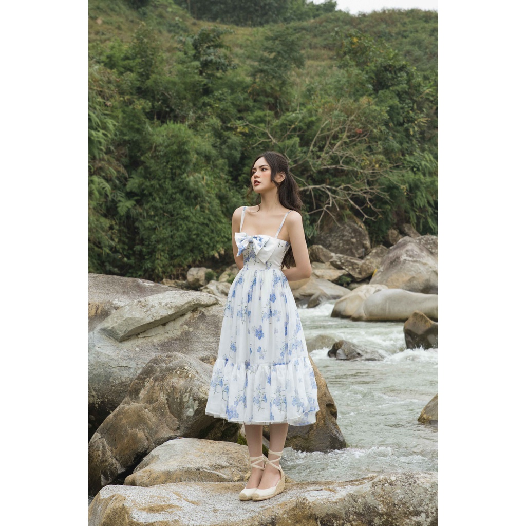 Váy nữ hai dây dáng xoè The Peachy- Celina Dress Hoa chất liệu vải tơ