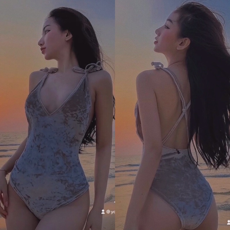 (Hình thật ) Áo bodysuit velvet nhung 2 dây sang chảnh Yn | BigBuy360 - bigbuy360.vn
