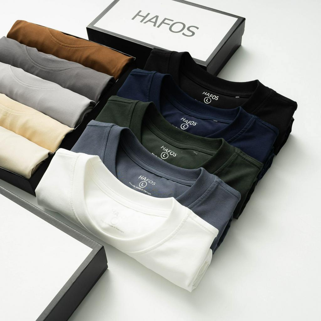 Áo thun nam HAFOS 10 màu BASIC vải Cotton cao cấp