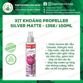 Xịt Khoáng Propeller Silver Matte cấp nước, kiềm dầu, giảm mụn, viêm, hỗ trợ làm đều màu da và mờ thâm mụn
