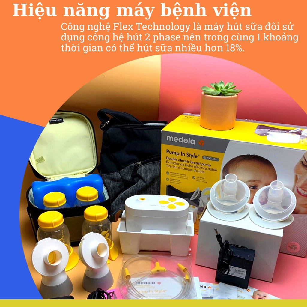 [BH 24 tháng] Máy hút sữa Medela Pump Max Flow mới Nguyên tem Chính hãng bản đầy đủ / rút gọn