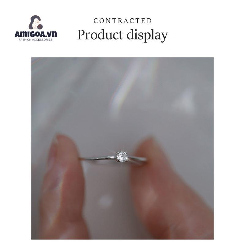 ✨✨ Nhẫn Hở Mạ Bạc 925 Đính Kim Cương Nhỏ Đơn Giản Sang Trọng Cho Cầu Hôn Cho Nữ