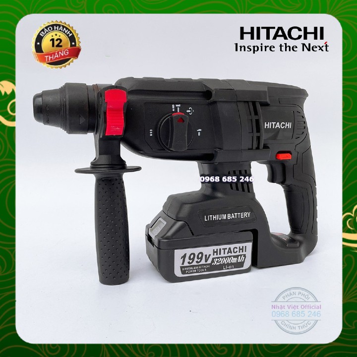 KHOAN ĐỤC BÊ TÔNG HITACHI BẰNG PIN KHÔNG CHỔI THAN ( khoẻ-bền-tiết kiệm pin ) .