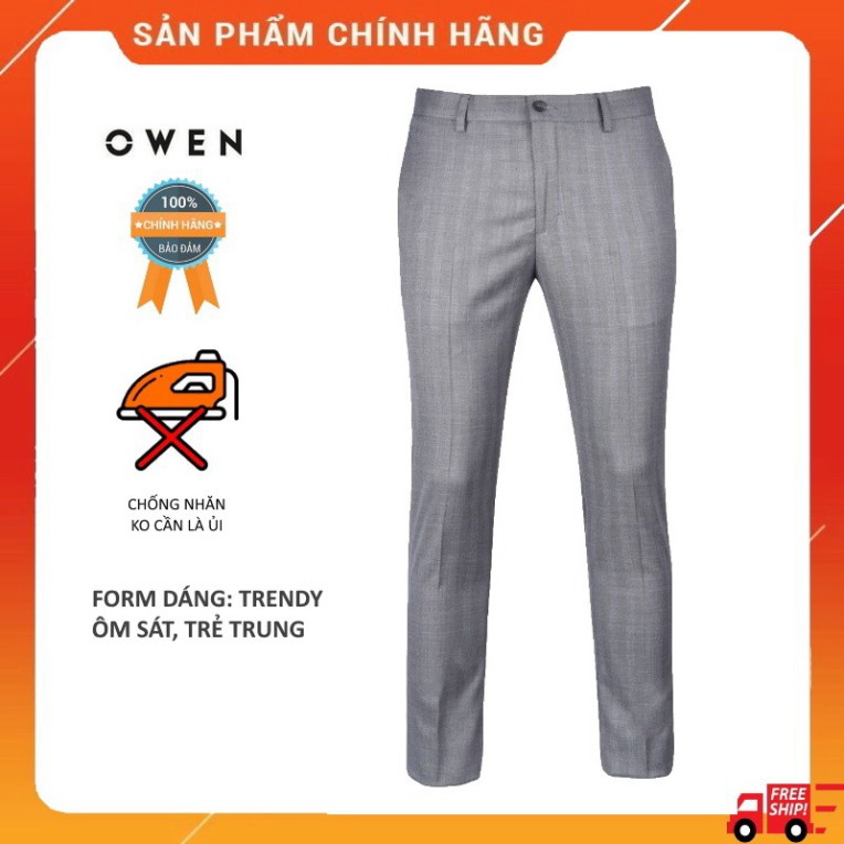 OWEN - Quần âu nam Owen dáng ôm màu xám 22410 [Cam kết chính hãng]