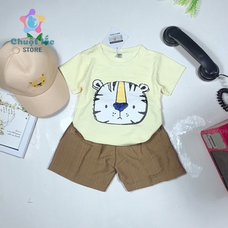 Sét Đồ Bé TRai Hình Sư Tử Chuột Lắc Store Tặng Kèm Mũ Sành Điệu Chất Thun Cotton Mềm Mại 7kg Đến 20kg Màu Vàng Nâu Xám