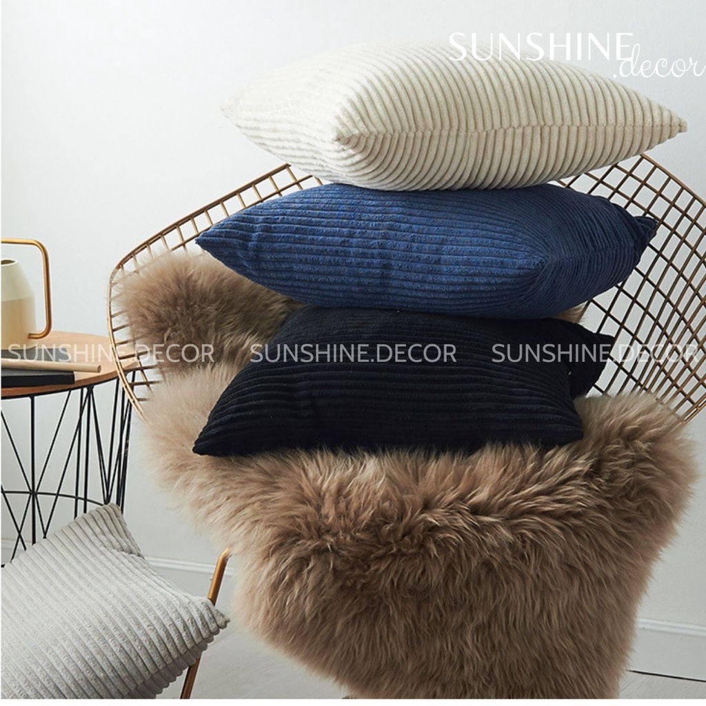 Vỏ gối sofa, bọc gối tựa lưng vải nhung màu sắc tối giản phong cách Hàn Quốc- Sunshine.decor