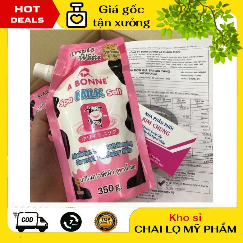 Kem Dưỡng Da ❤ GIÁ TẬN GỐC ❤ Muối tắm sữa bò tẩy tế bào chết 350g, nguyên liệu, công thức làm kem trộn body trắng da.