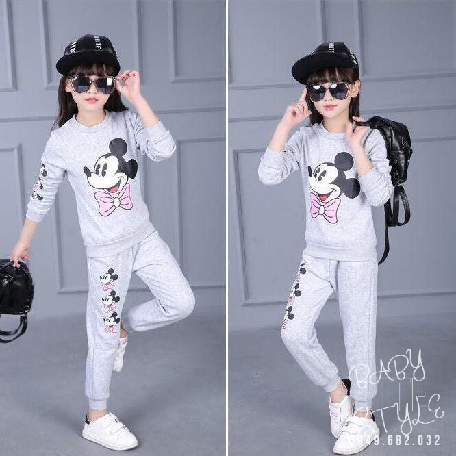 Bộ quần áo thu đông &quot;MICKEY&quot; 14-45kg cho bé gái 4-14 tuổi. Thiết kế xinh xắn, đáng yêu. G30