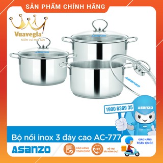 BỘ NỒI INOX 3 ĐÁY ASANZO AC777