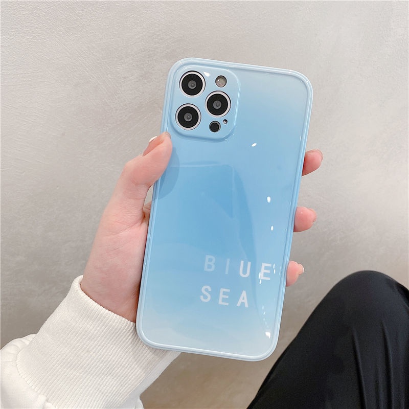 Ốp điện thoại họa tiết bóng xanh dương thích hợp cho iPhone 12 13 11 pro max x xs max xr 7 8 plus
