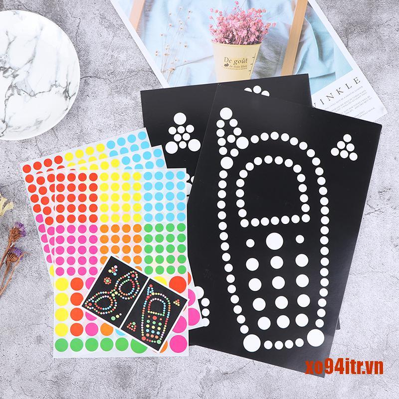 XOITR  2Pcs DIY Colorful Dot Primary Mosaic Puzzle Stickers Game Learning Educatio