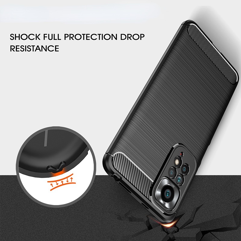 Ốp Điện Thoại Silicon Họa Tiết Sợi Carbon Chống Rơi Cho Xiaomi Redmi Note 11 11s 10 10s 9 9T 9s 8 Pro Max