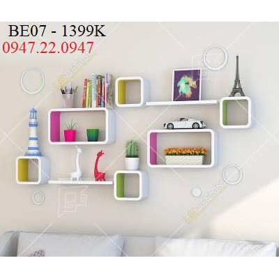 Decor kệ treo tường trang trí phòng khách - phòng bé iu Gỗ lõi xanh chống ẩm + Tặng trang trí gỗ 3D.