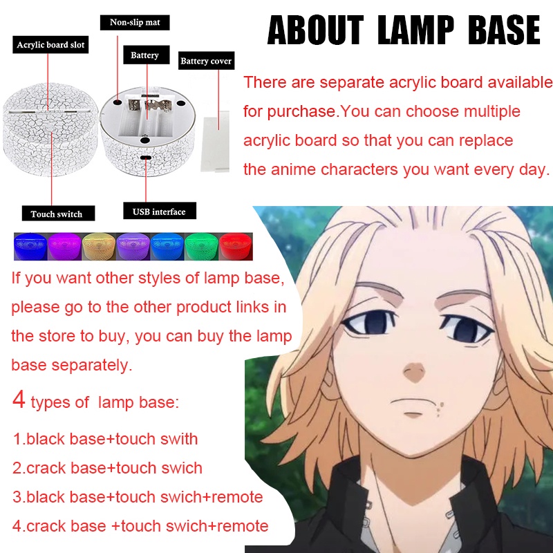 Đèn ngủ led trang trí phong cách hình nhân vật anime Tokyo Manji Gang Mikey 3d cao cấp bền bỉ