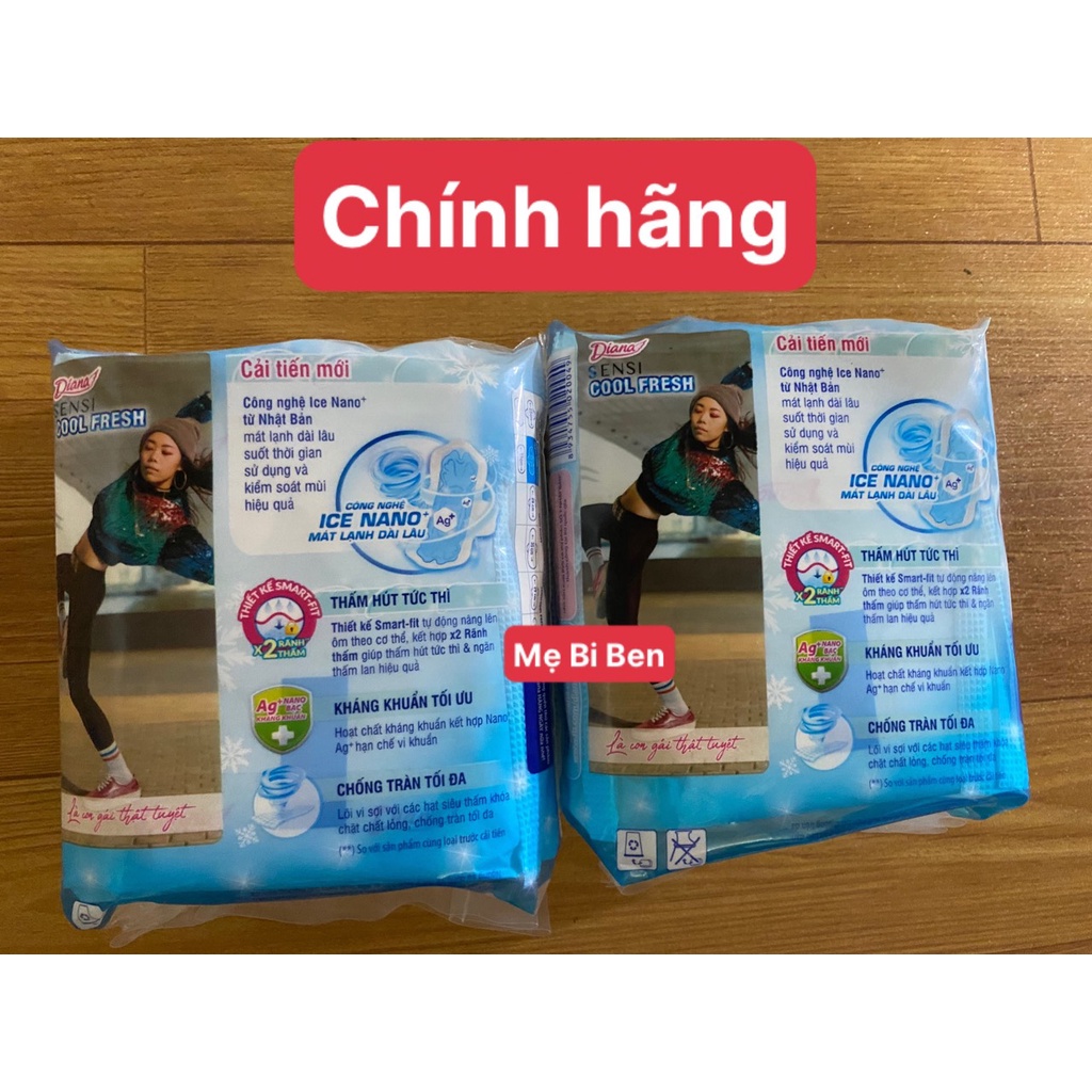 [CHÍNH HÃNG] Băng vệ sinh Diana SenSi Cool Fresh siêu mỏng cánh gói 8 miếng măt bông