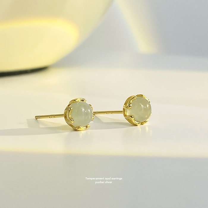 1 Đôi Bông Tai Tròn Màu Vàng Và Xanh Ngọc Bích Cỡ Nhỏ Cho Nữ