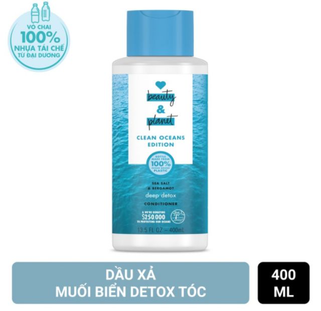 Combo dầu gội &amp; dầu xả muối biển detox tóc Love Beauty &amp; Planet 400ml/chai