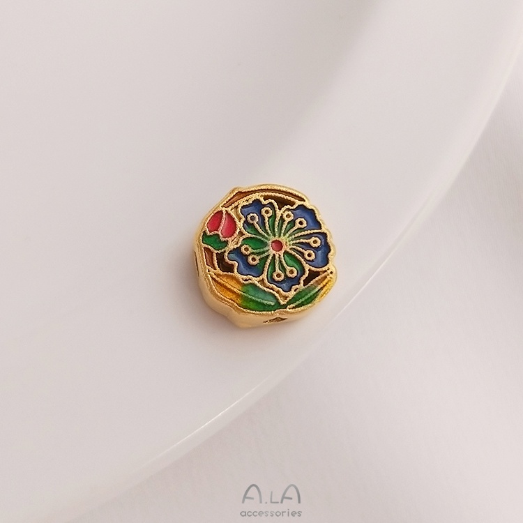 Cát Vàng Xanh Tráng Men Xanh Dương Có Lỗ Rỗng Làm Vòng Đeo Tay diy