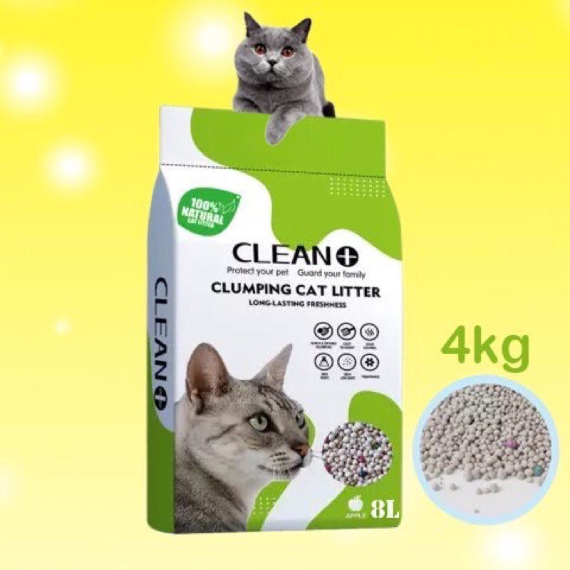 Cát vệ sinh CLEAN+ ít bụi - Túi 8L ( 4kg ) cho mèo - Cát vệ sinh cho mèo