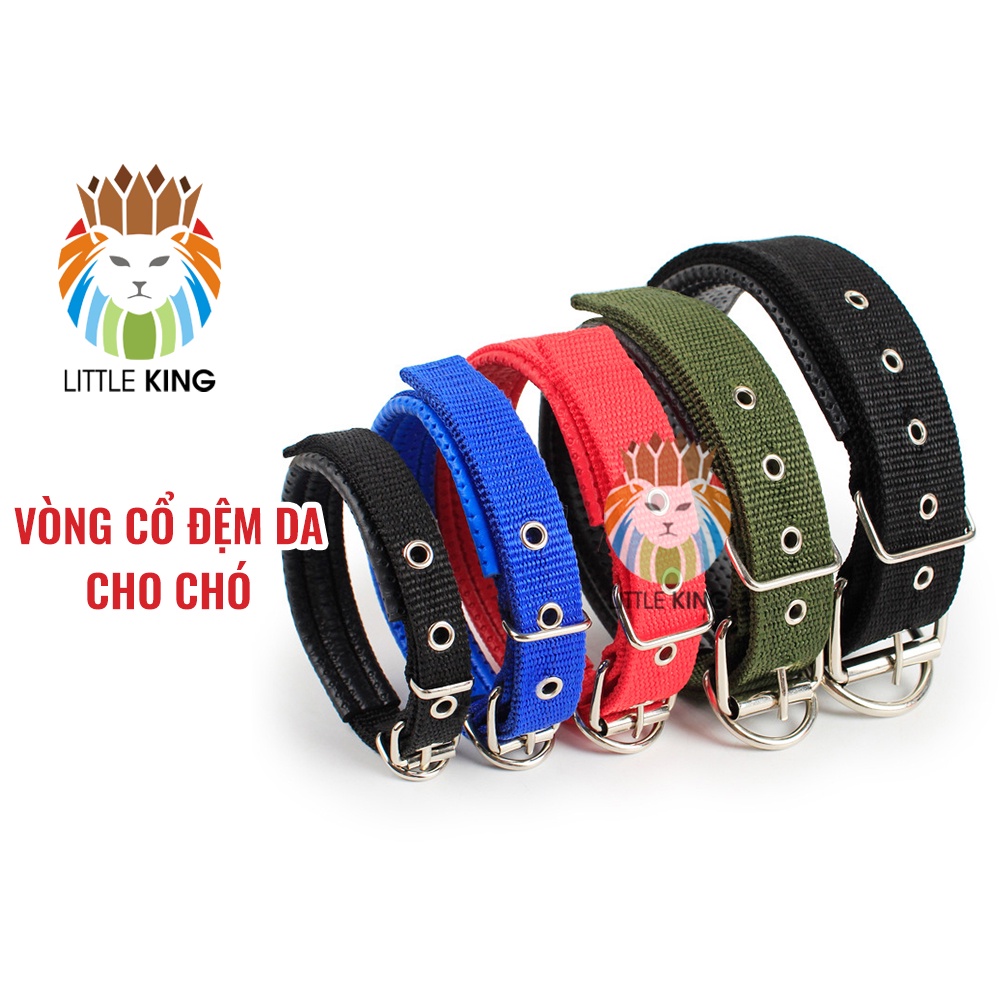 Vòng cổ cho chó chất liệu vải dù có đệm da nhiều kích cỡ và màu sắc Little King pet shop