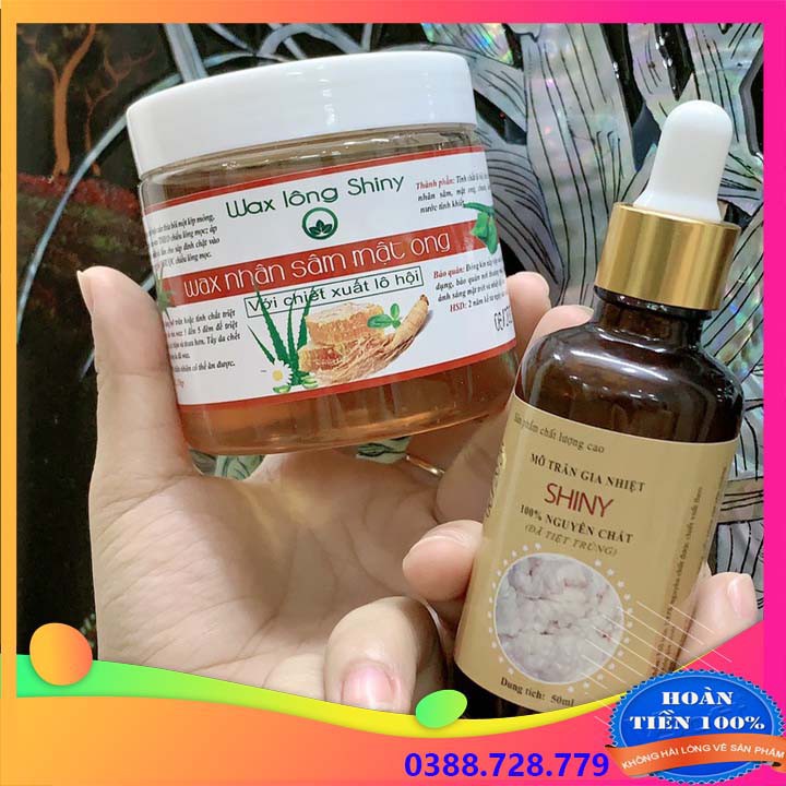 Combo Wax lông Shiny handmade + Mỡ Trăn Shiny handmade (tặng kèm bộ dụng cụ wax)