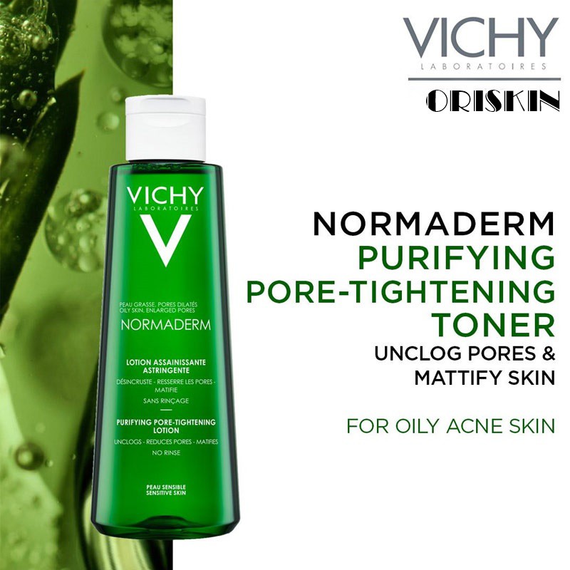 Vichy Nước Cân Bằng Giúp Giảm Bóng Dầu Và Làm Se Khít Lỗ Chân Lông  Dành Cho Da Dầu, Da Mụn Normaderm 200Ml